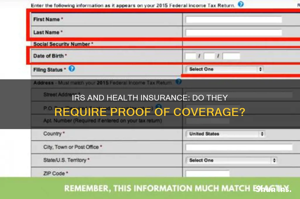 does the irs ask for proof of health insurance