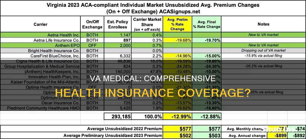 does the va medical cover all health insurance
