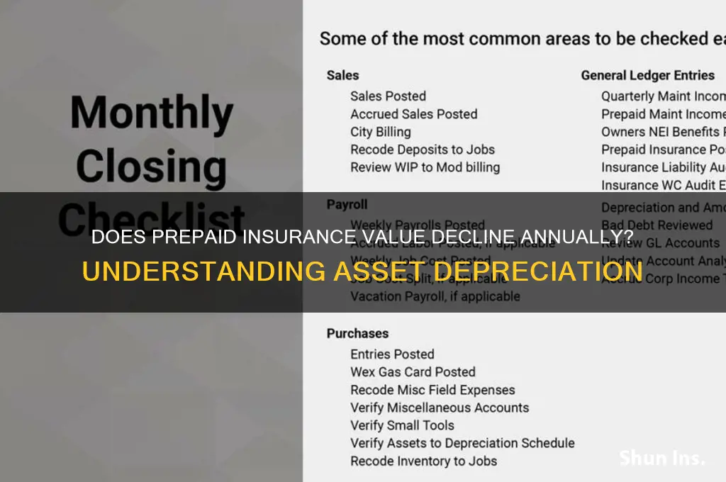 does the value of prepaid insurance decrease each year