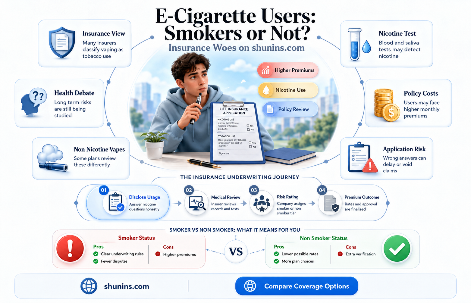 are e-cigarette users condisered smokers for insurance purposes