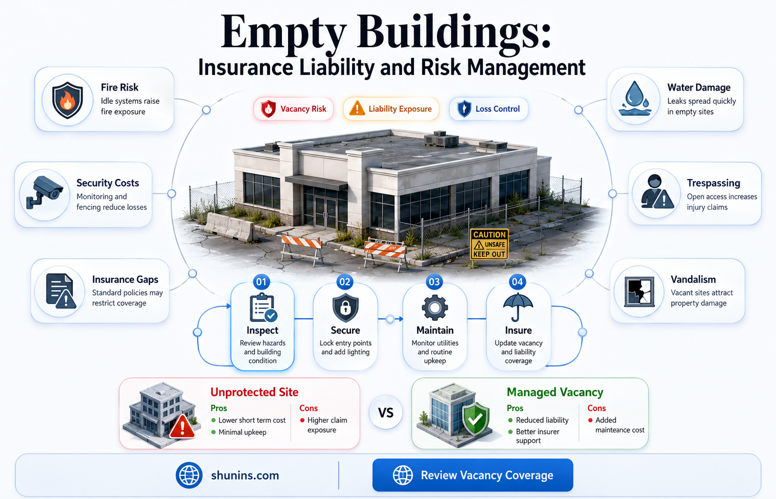 are empty buildings an insurance liabilty