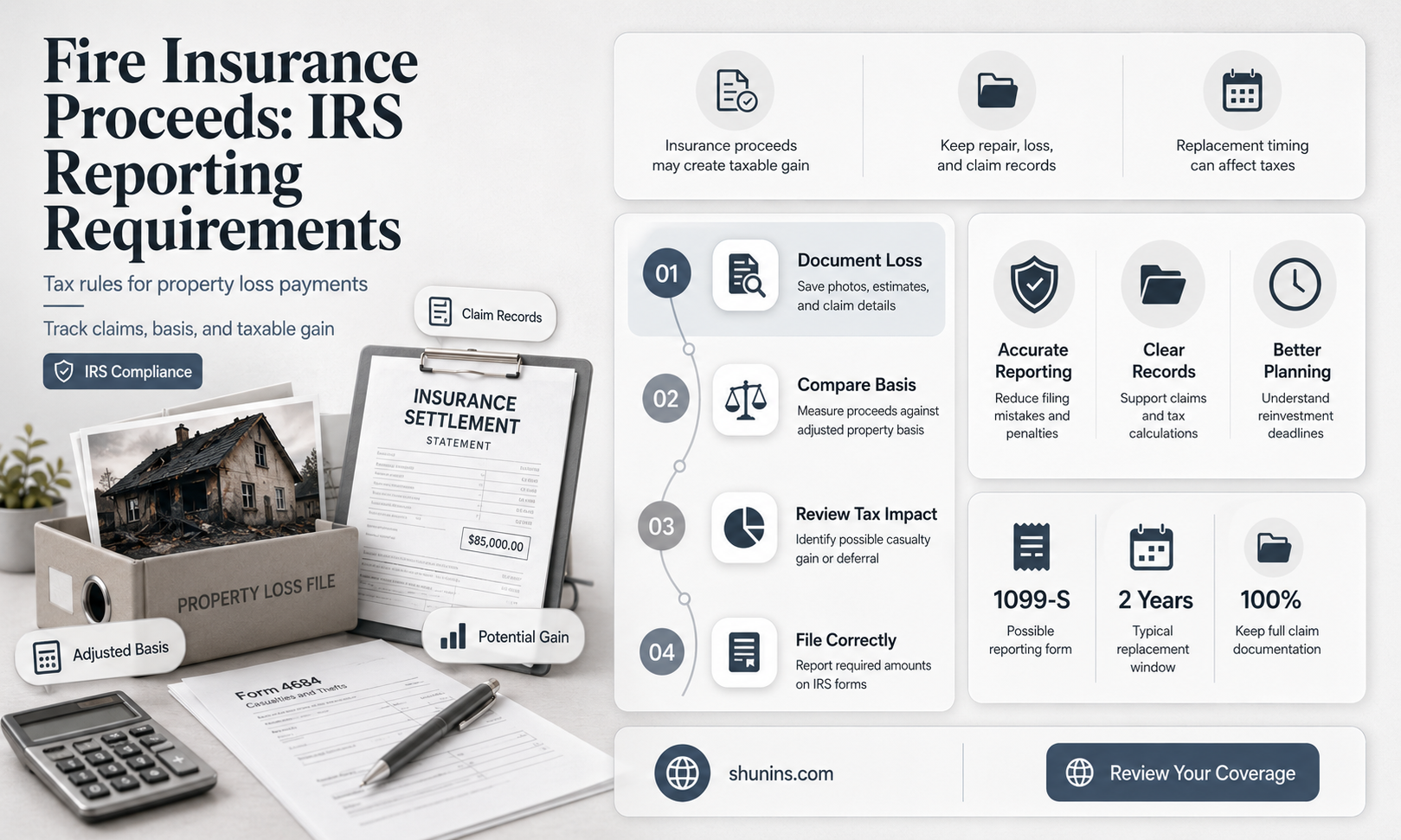 are fire insurance proceeds reportable to the irs