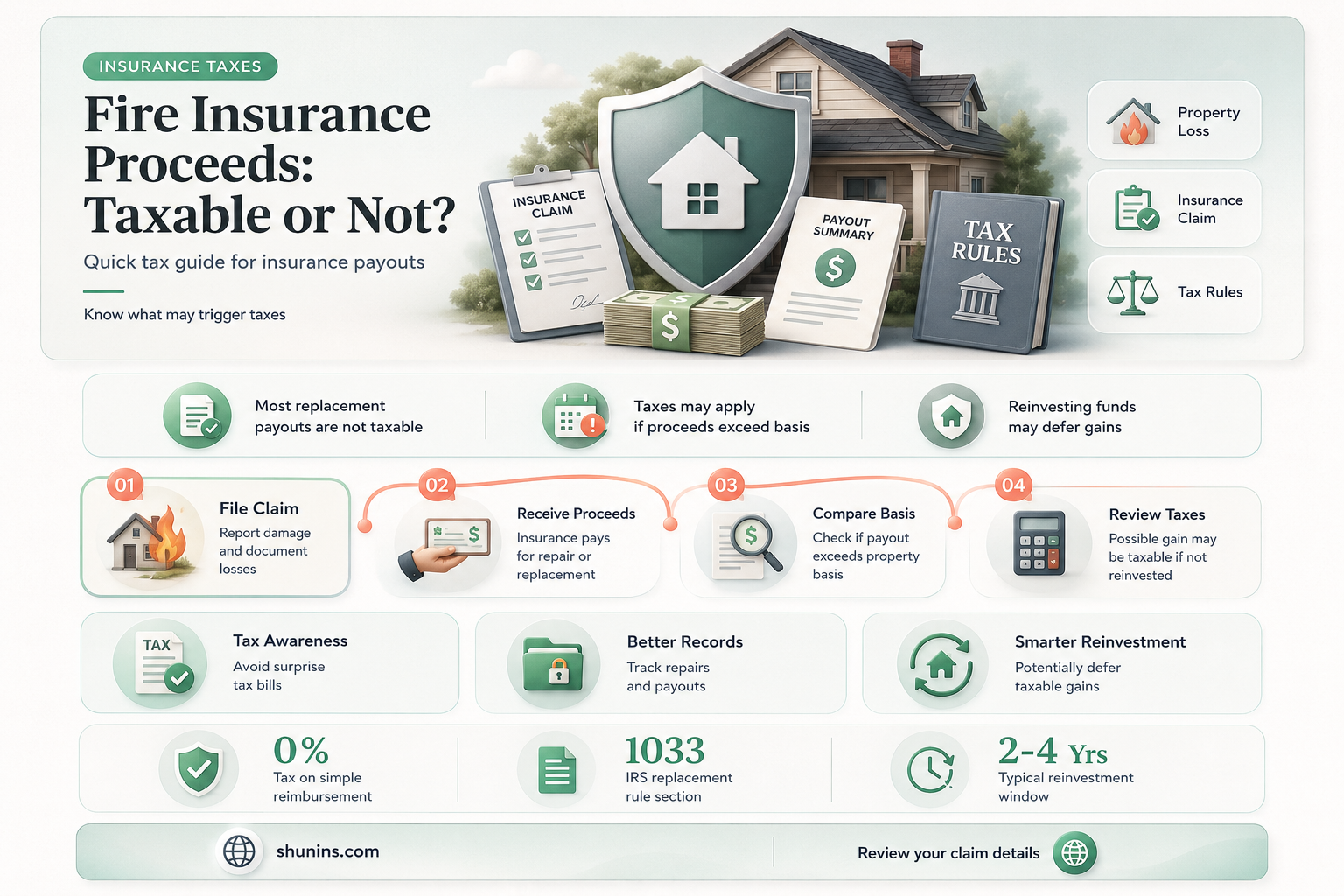 are fire insurance proceeds taxable income