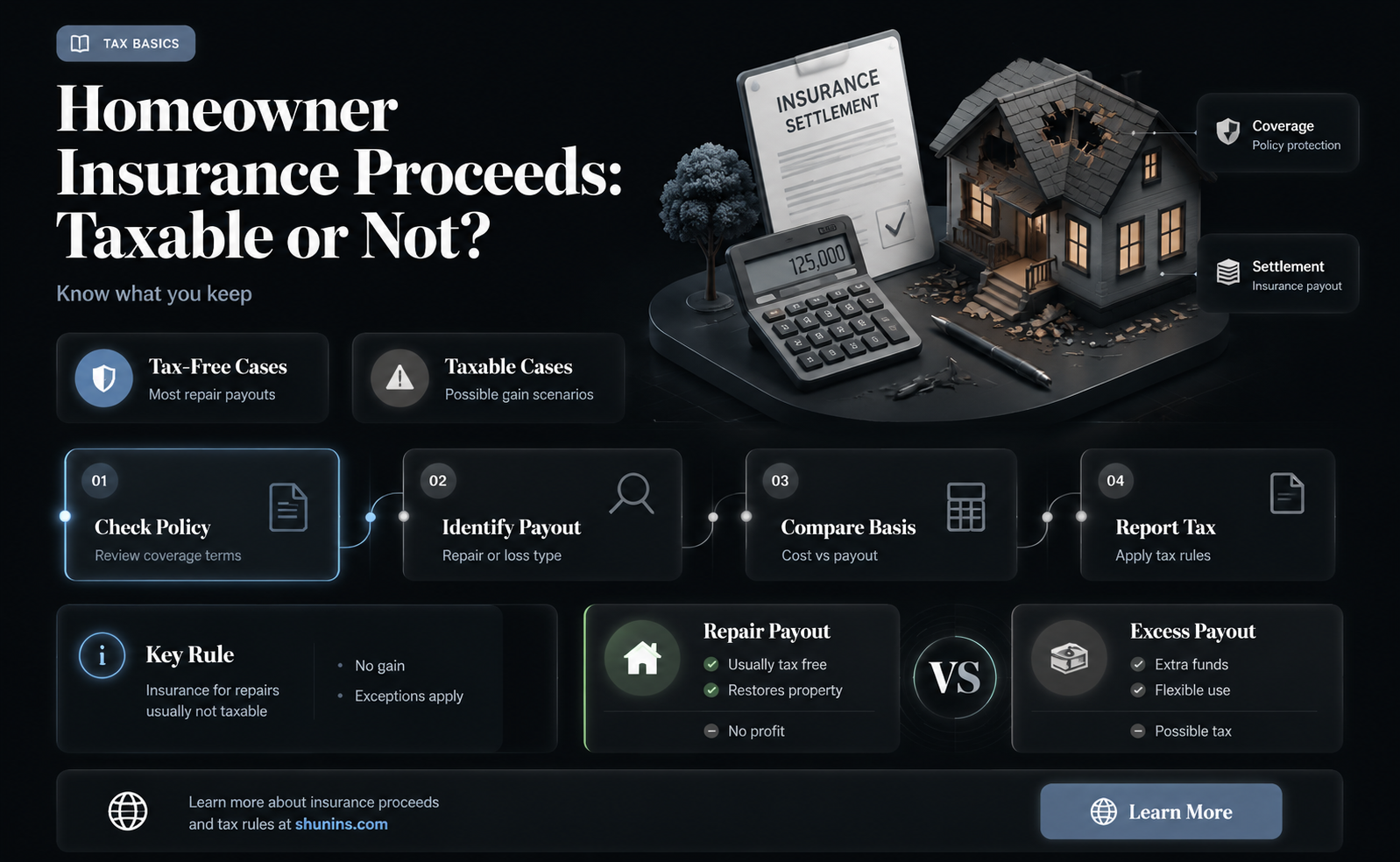 are homeowner insurance proceeds taxable
