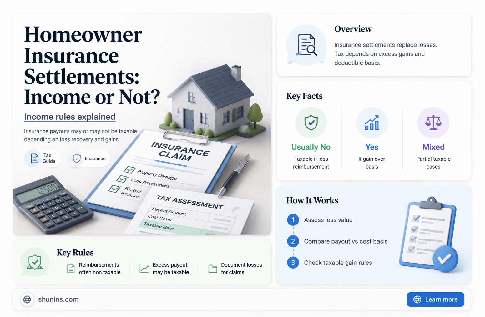 are homeowner insurance settlements income