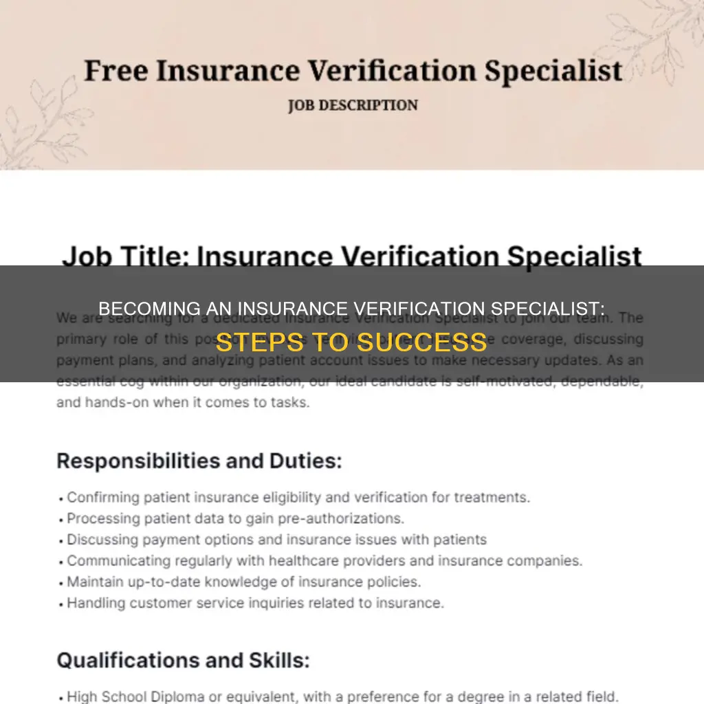 how do I become a insurance verification specialist