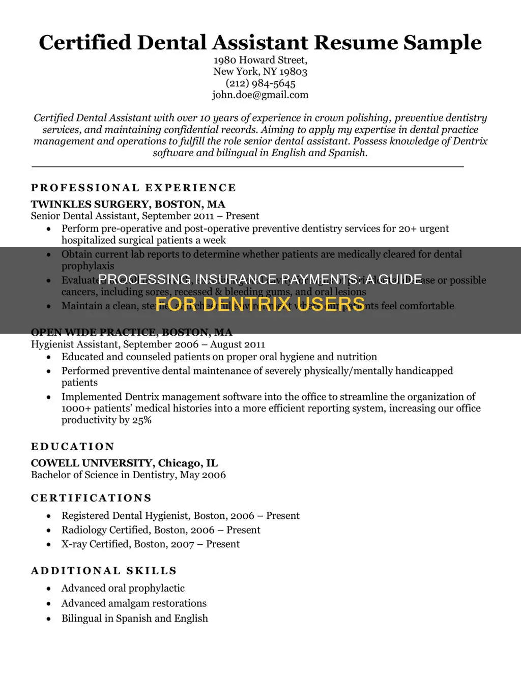 how do I enter an insurance payment in dentrix