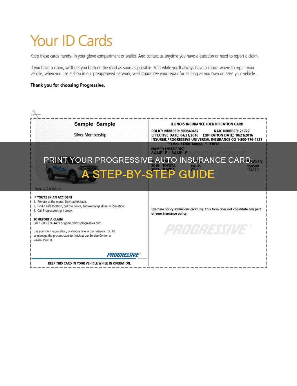 how do I print my progressive auto insurance card