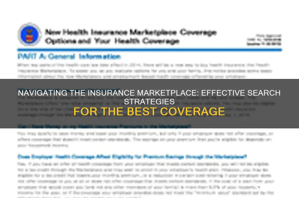 how do i search the marketplace for insurance
