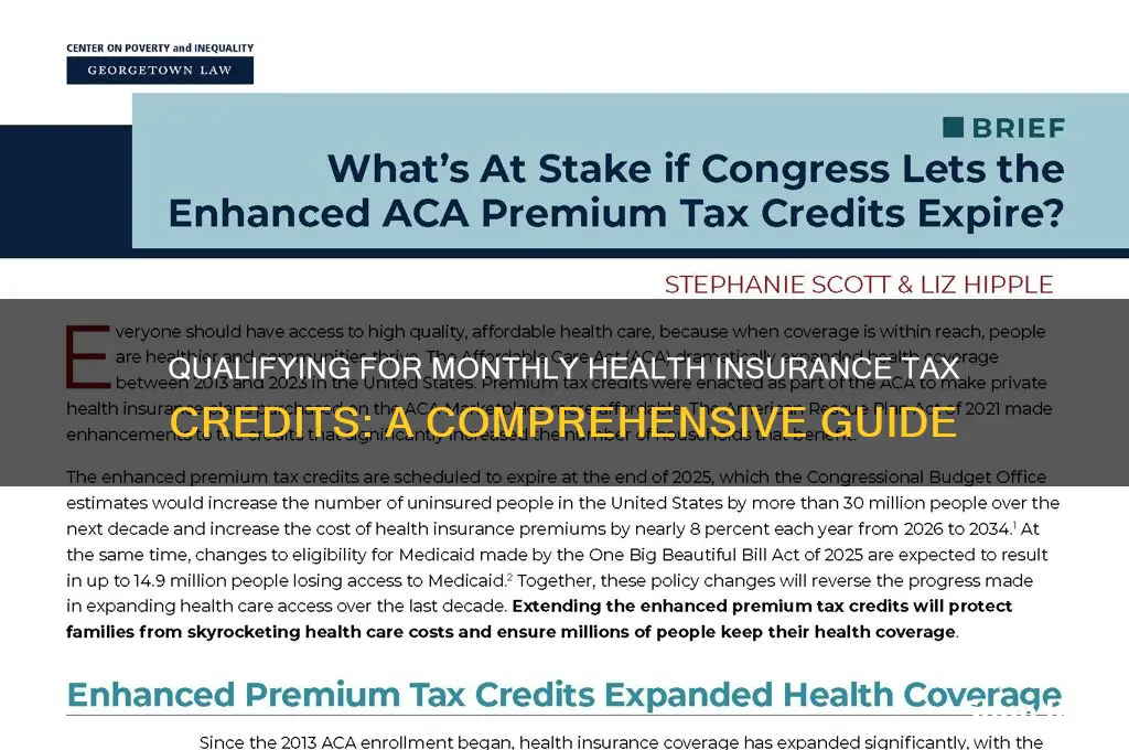how do you qualify for health insurance monthly tax credit
