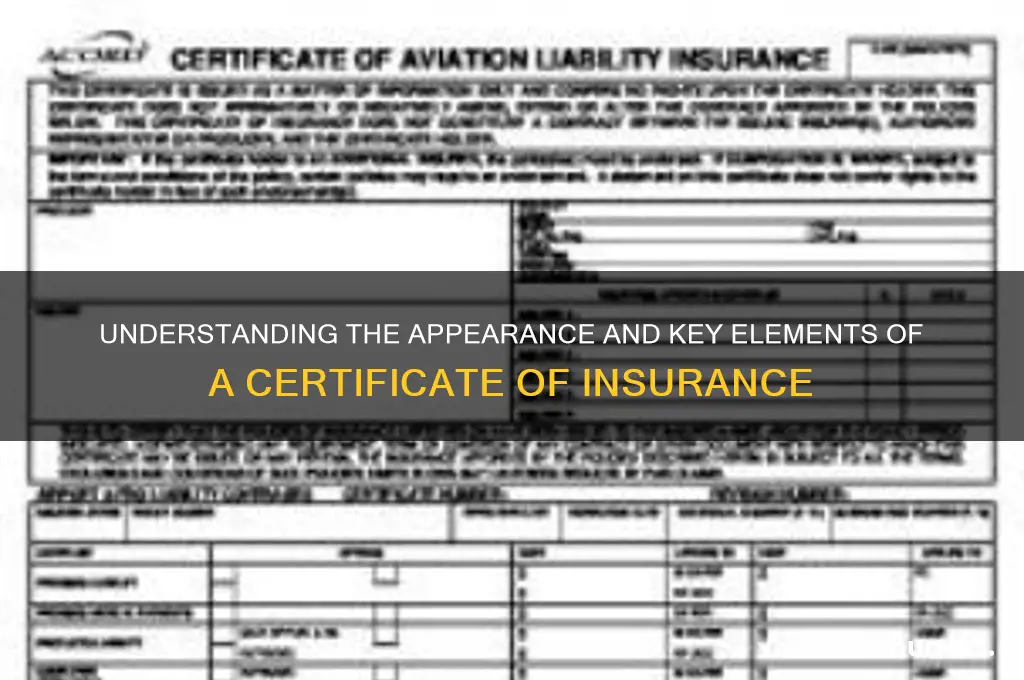 how does a certificate of insurance look like
