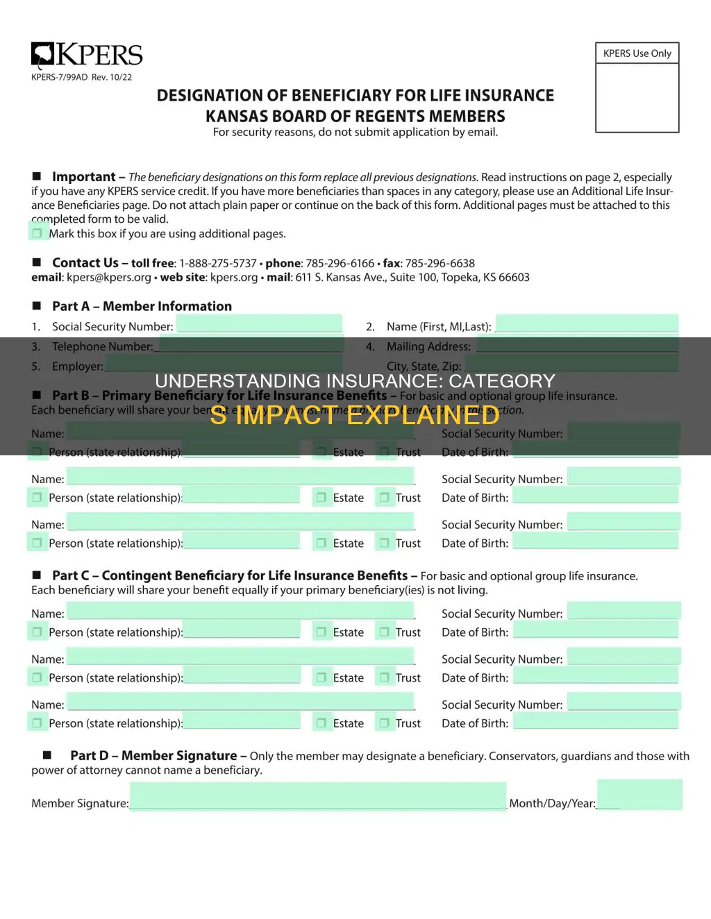 how does category s affect insurance