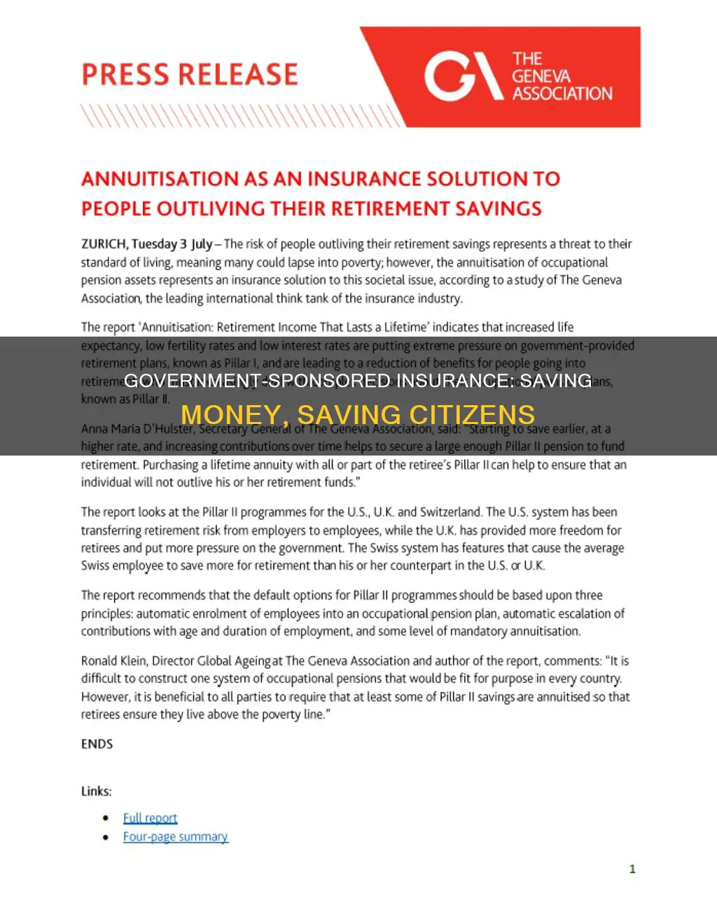 how does government sponsored insurance save money