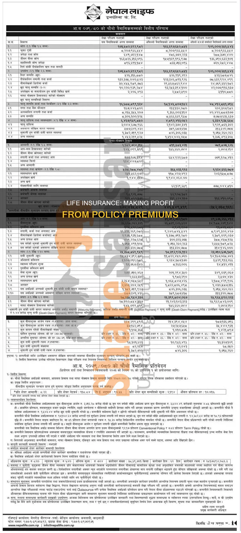 how does life insurance make profit