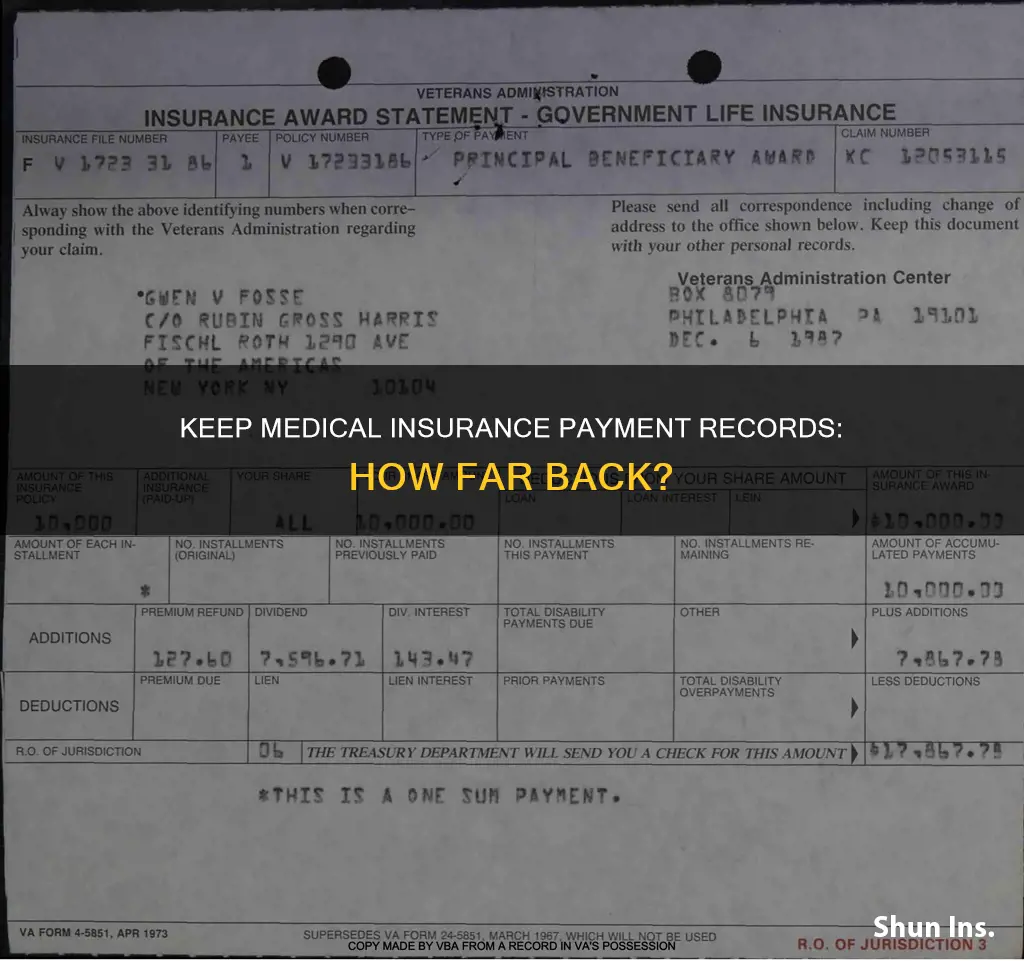 how far backshould you kedep medial insurance payment records
