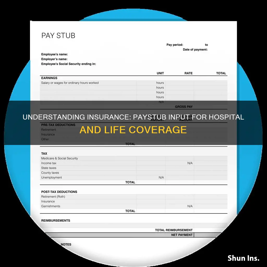 how input hospital insurance life insurance on paystub