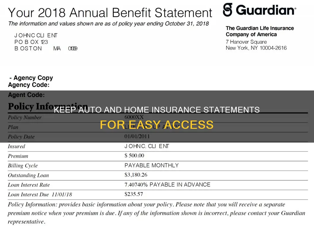 how long to keep auto and home insurance statements