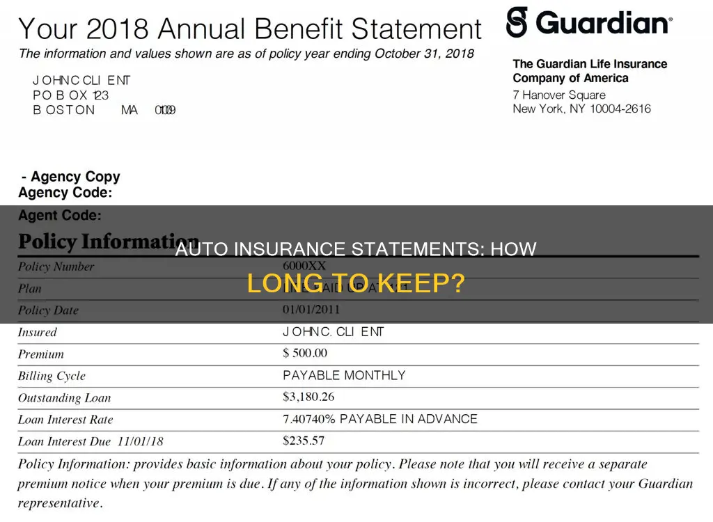 how long to keep auto insurance statements