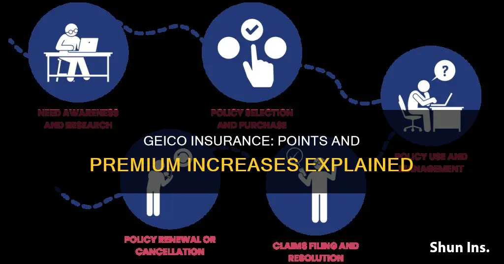how many points for geico insurance to go up