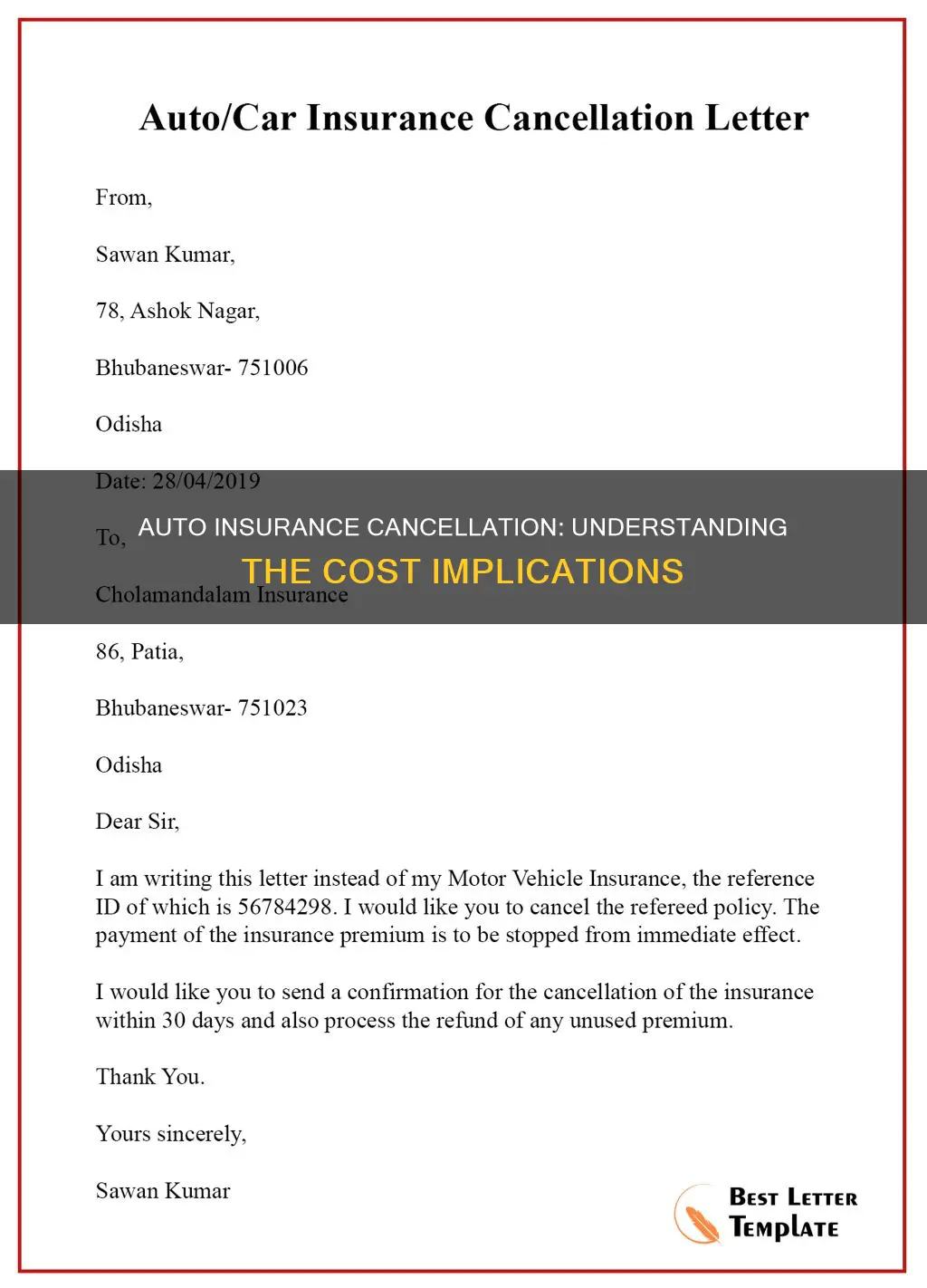 how much is it to cancel auto insurance