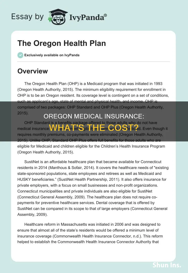 how much is medical insurance in Oregon