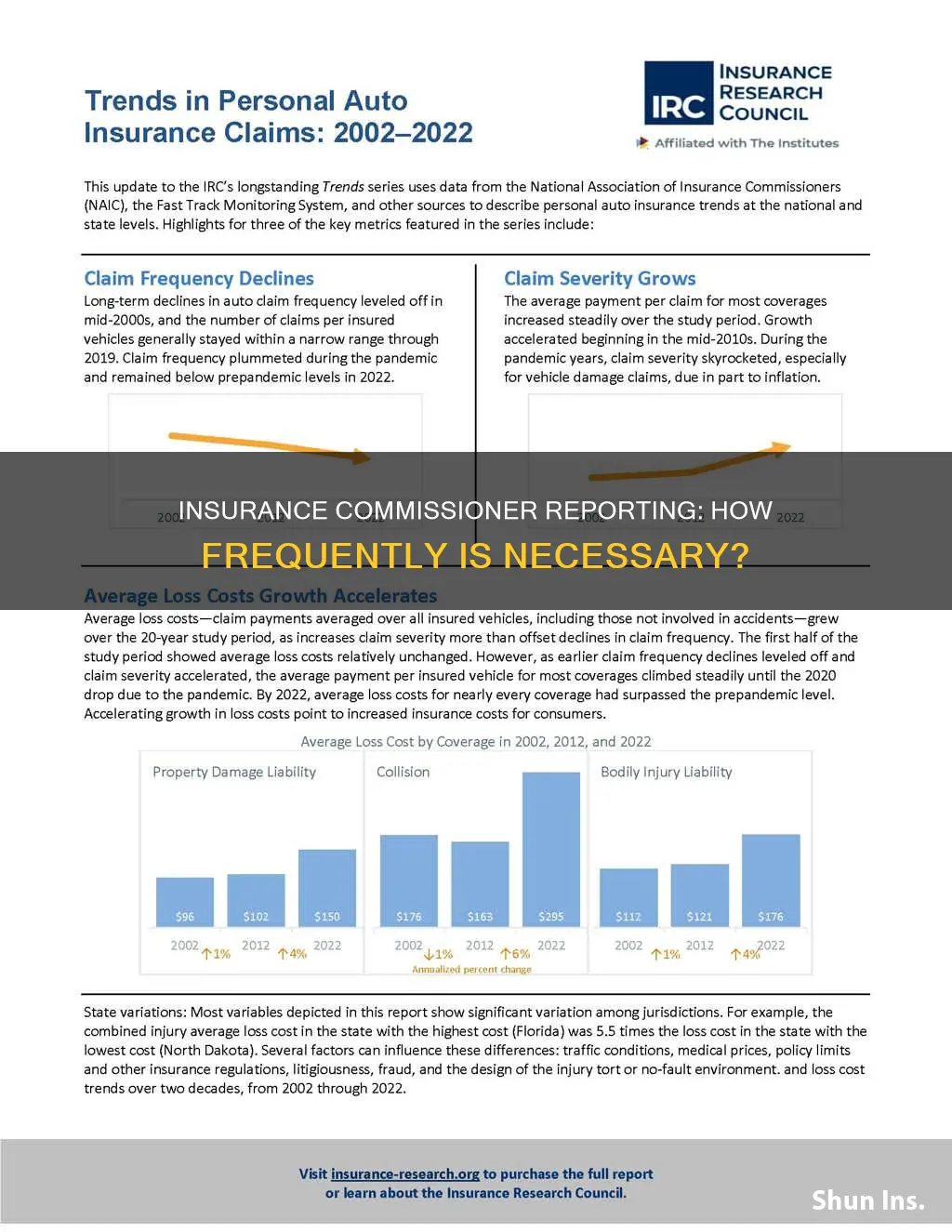 how often do you report to the insurance commissioner