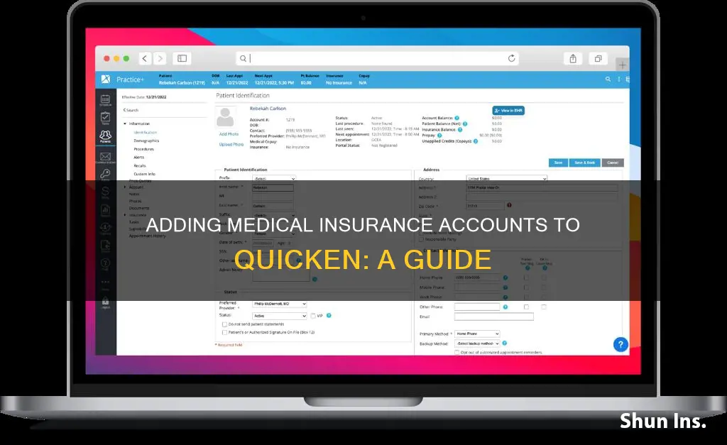 how to add medical insurance account in quicken