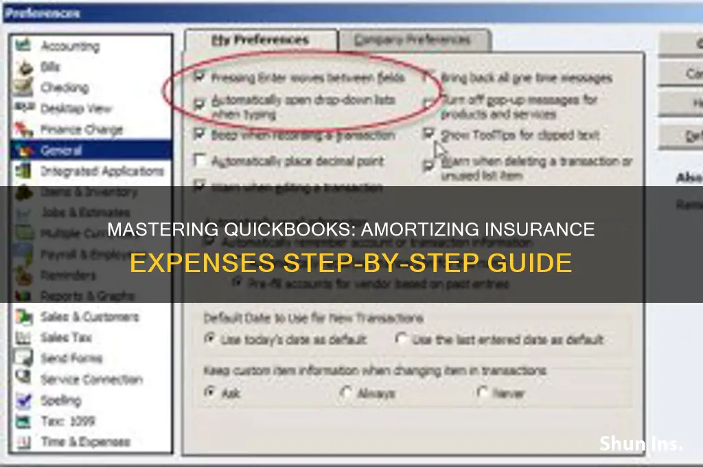 how to amortize insurance in quickbooks