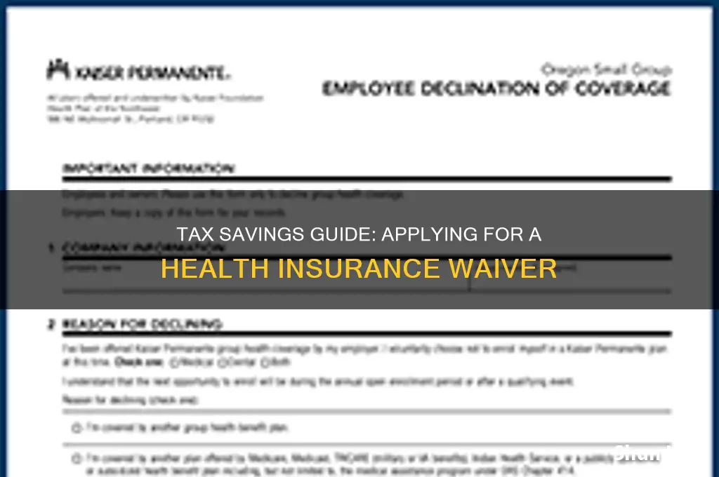 how to apply for a health insurance waiver for taxes