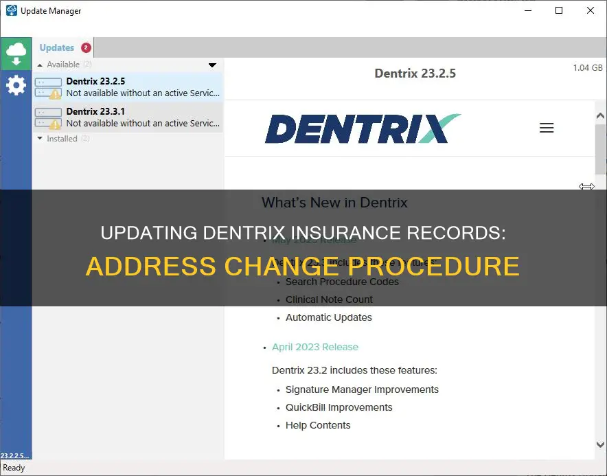 how to change an address for an insurance for dentrix