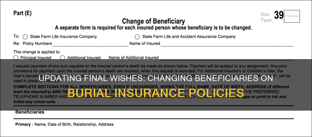 how to change beneficiary on burial insurance