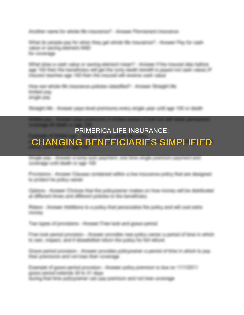 how to change beneficiary on primerca life insurance policey