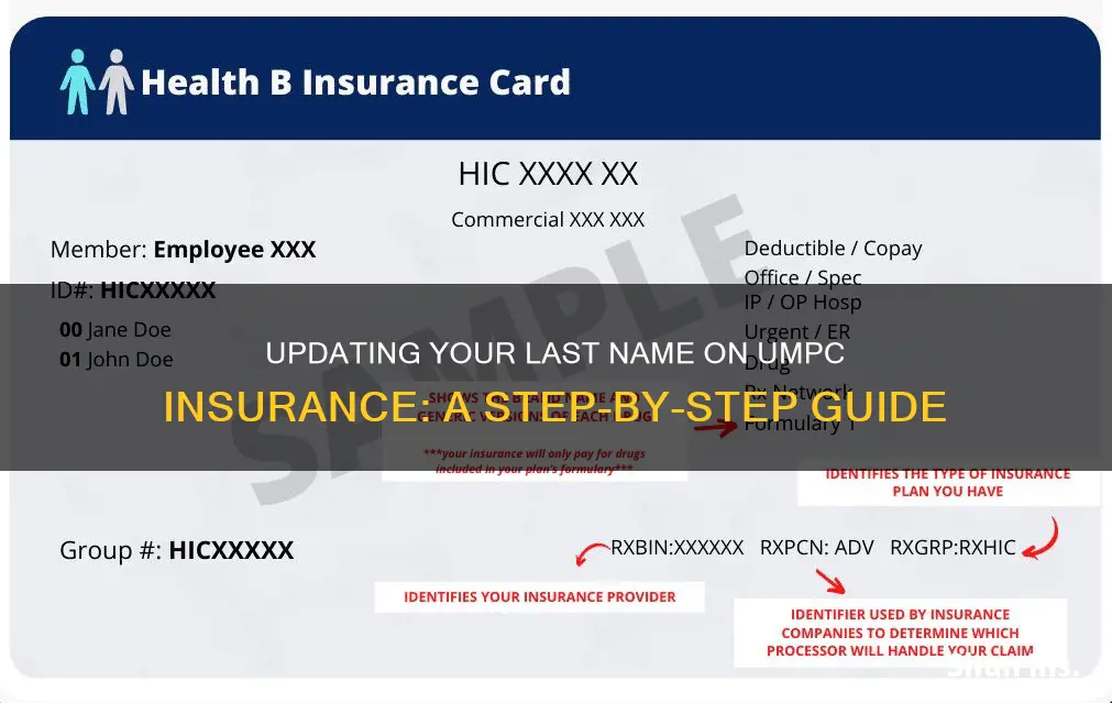 how to change last nam eon upmc insurance