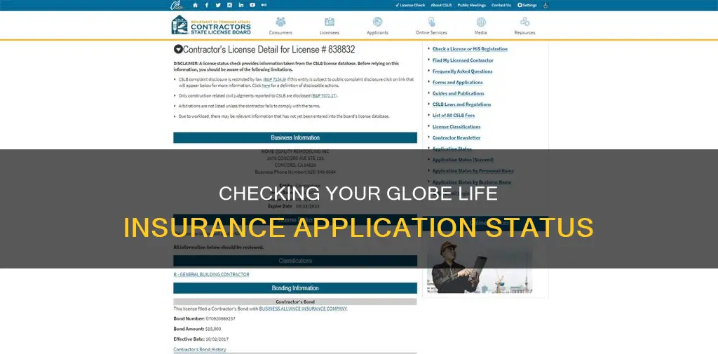 how to check status for globe life insurance application