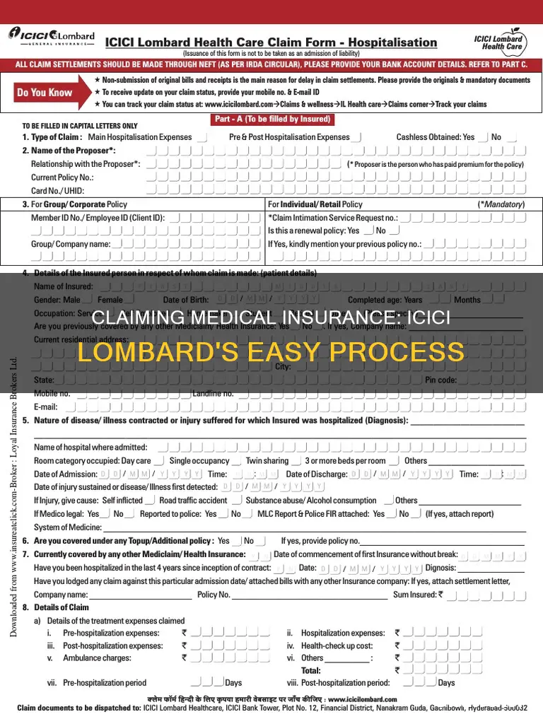 how to claim medical insurance in icici lombard