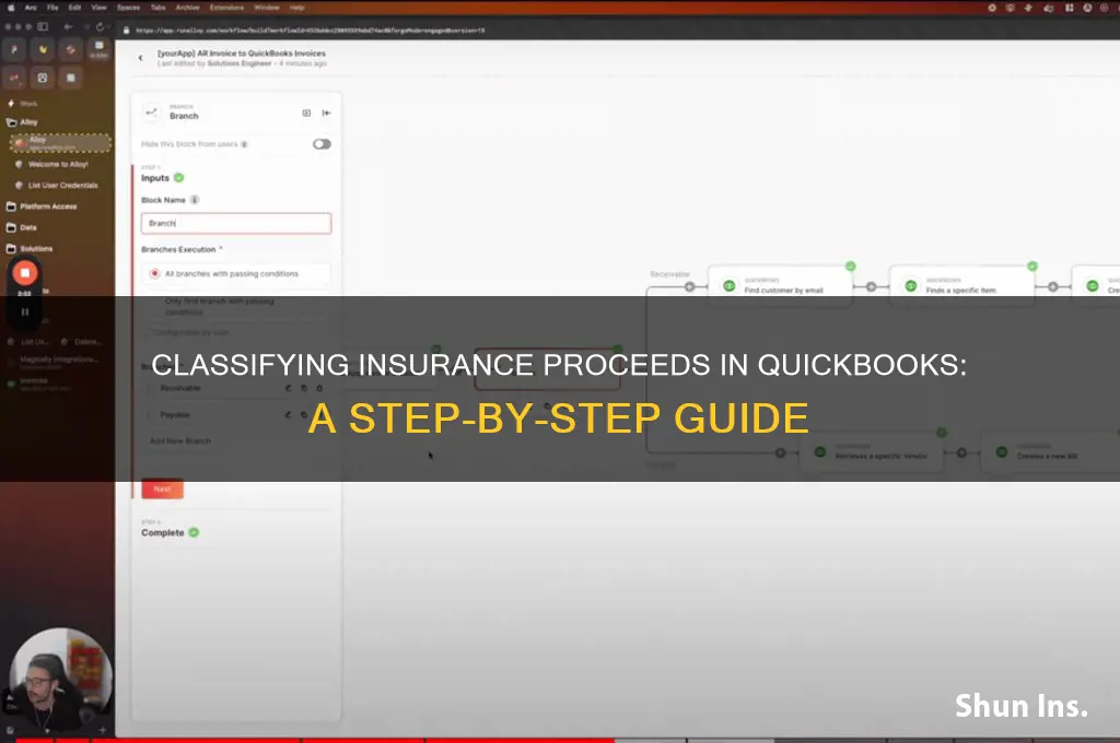 how to classify insurance proceeds in quickbooks