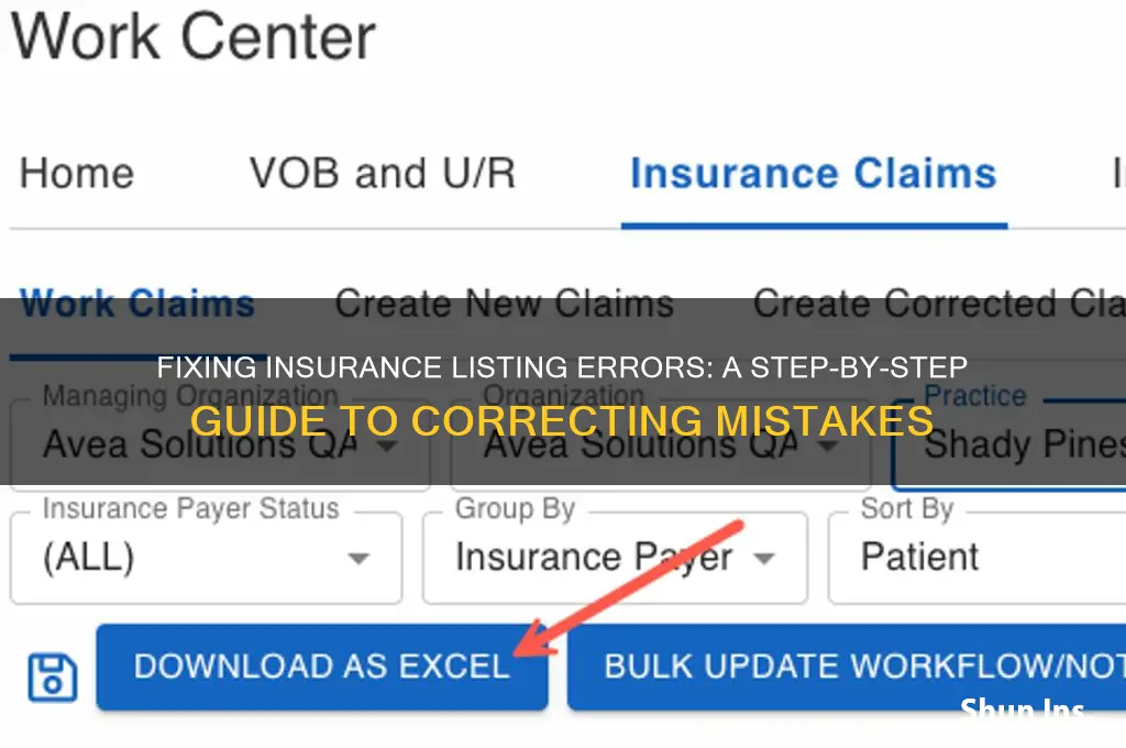 how to correct a insurance listing error
