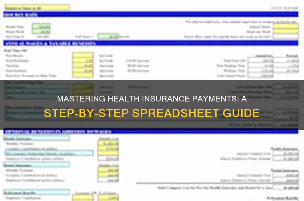 how to do a spreadsheet for health insurance payments