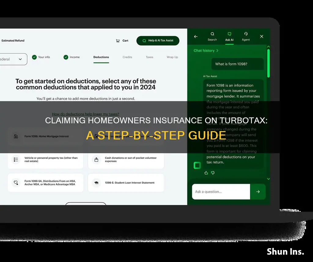 how to enter homeowners insurance on turbotax