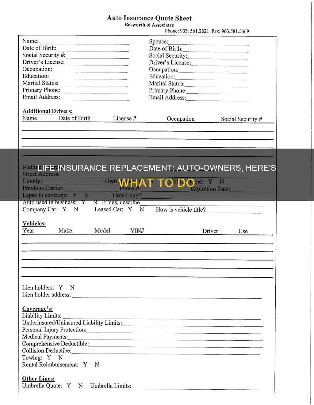 how to fill out a auto-owners life insurance replacement