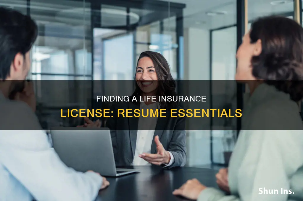 how to find life insurance license resume