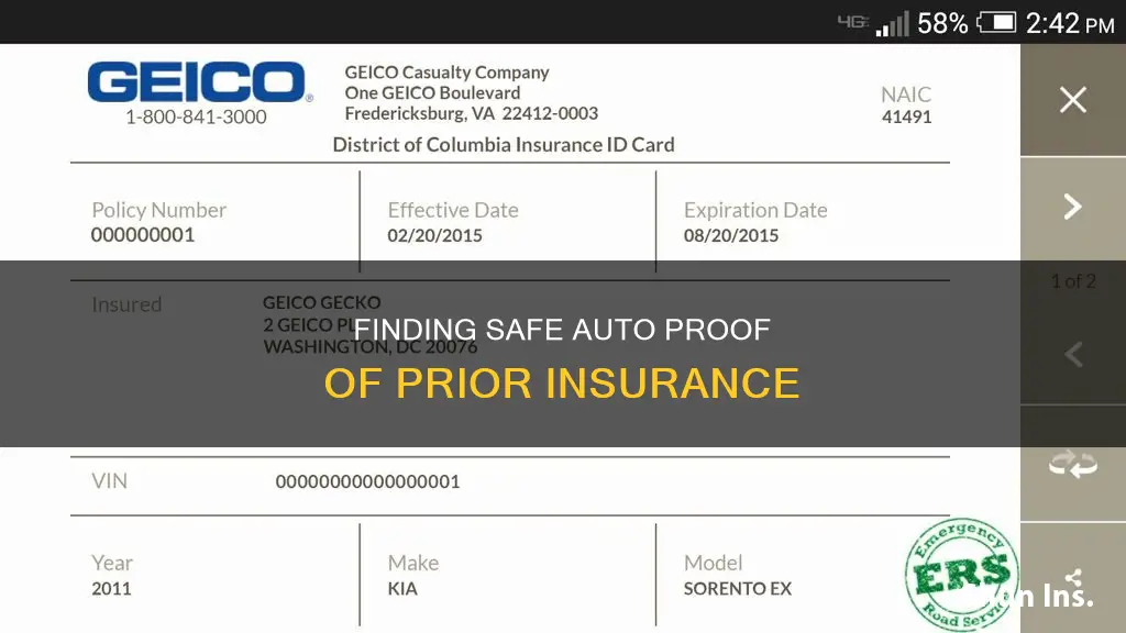 how to find safe auto proof of prior insurance