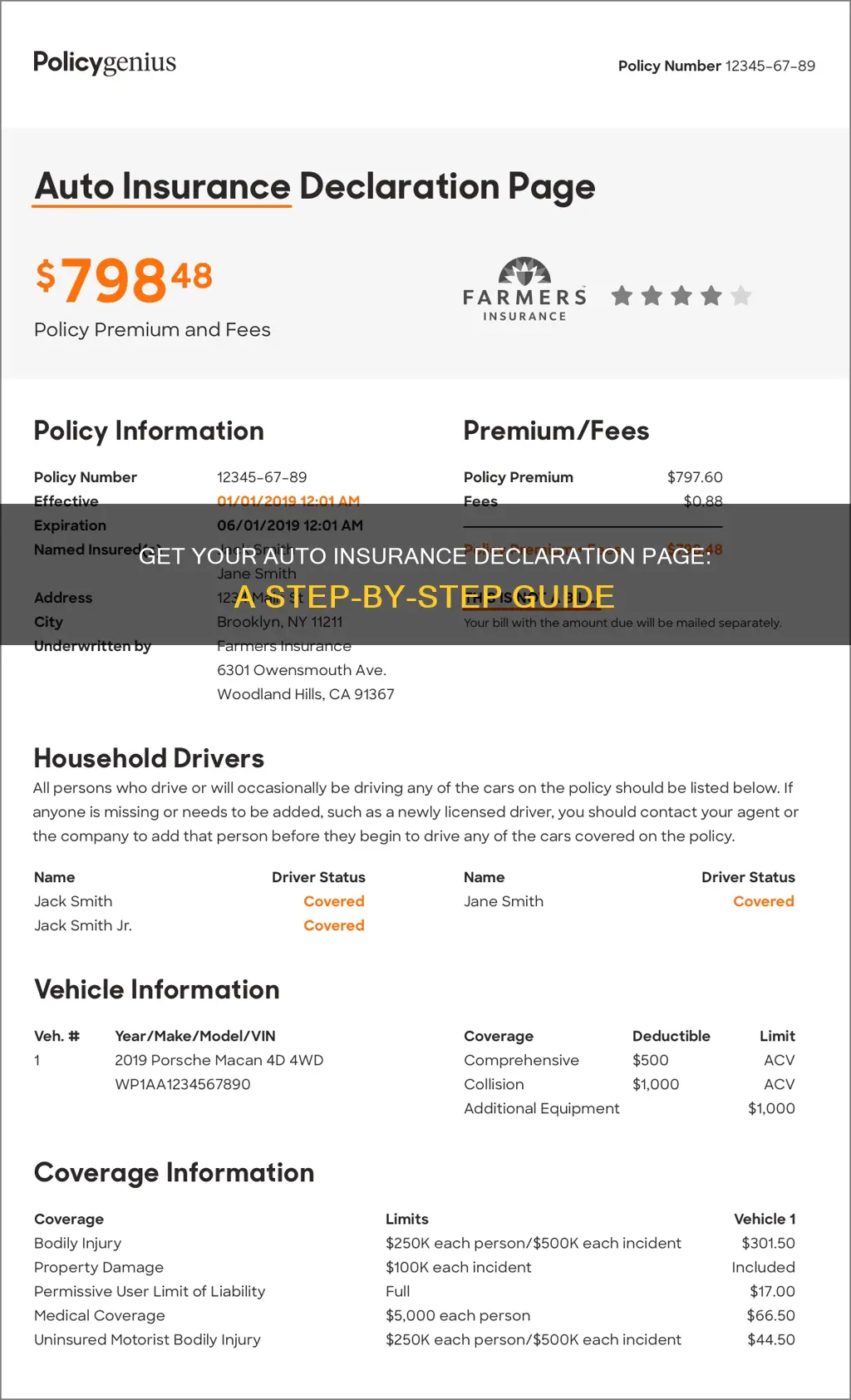 how to get auto insurance declaration page