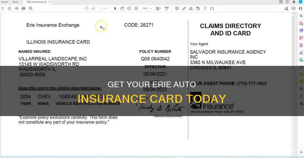 how to get erie auto insurance card