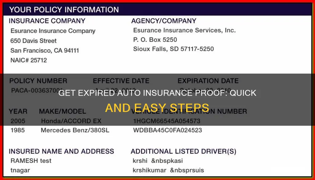 how to get expired proof of auto insurance