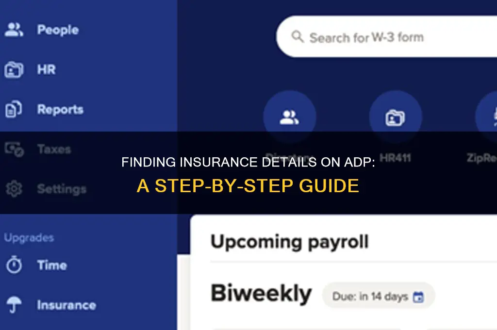 how to gind insurance info on adp