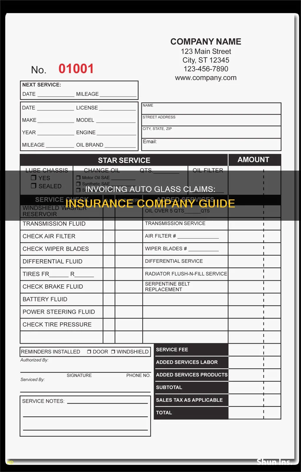 how to give invoice for insurance company auto glass