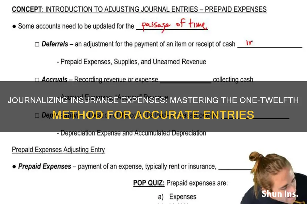 how to journalize one twelfth of the insurance expired