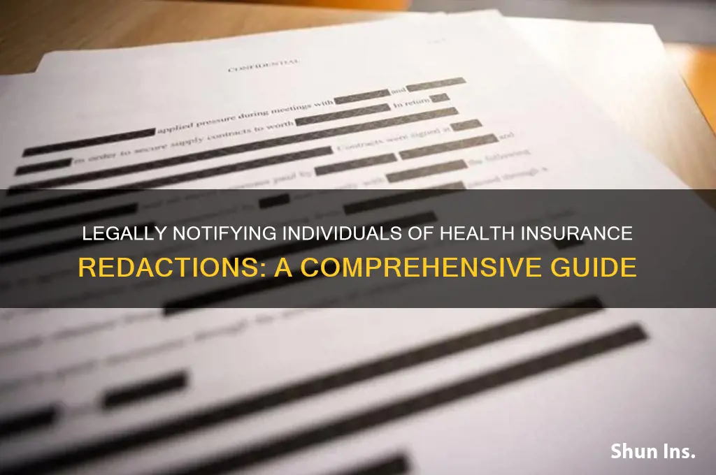 how to legally inform someone of heath insurance redaction