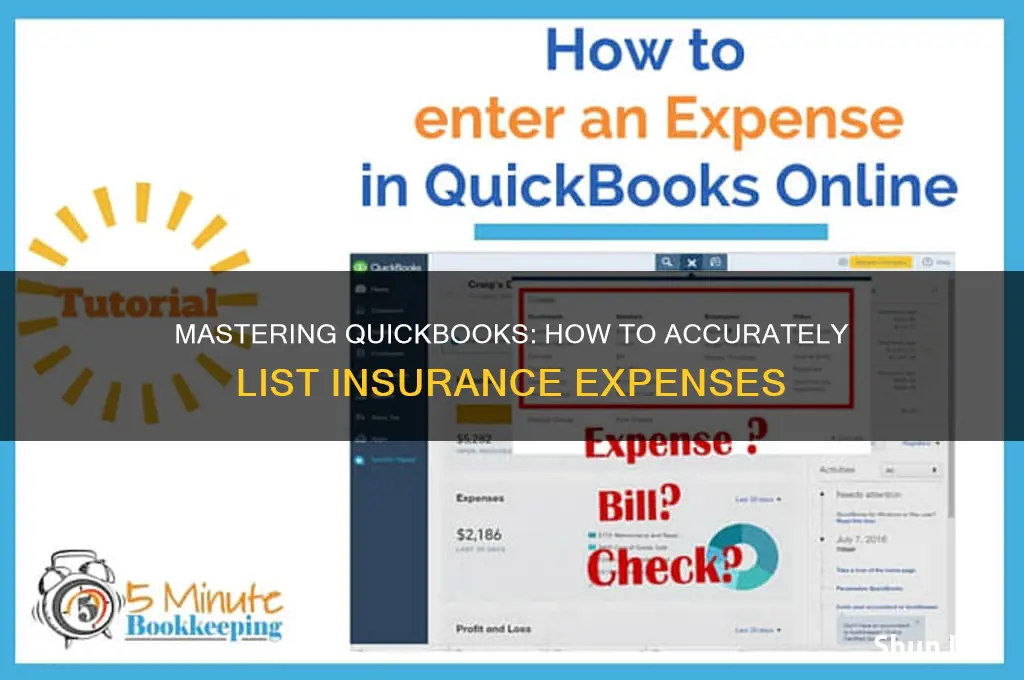 how to list insurance expence in qb